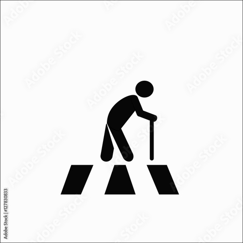 old human cross walk icon vector isolate on white back ground