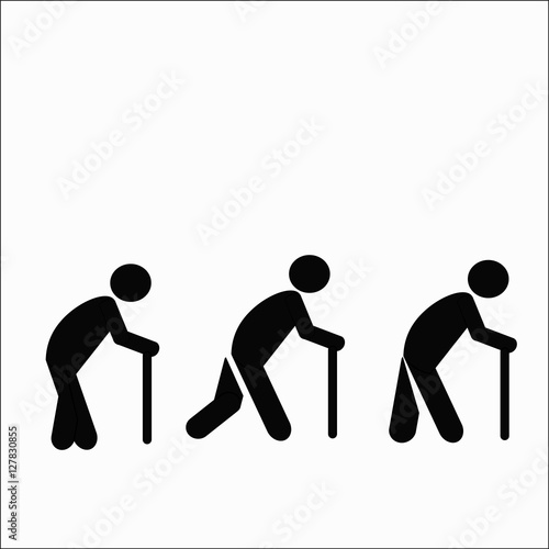 old man icon set vector isolate on white black ground