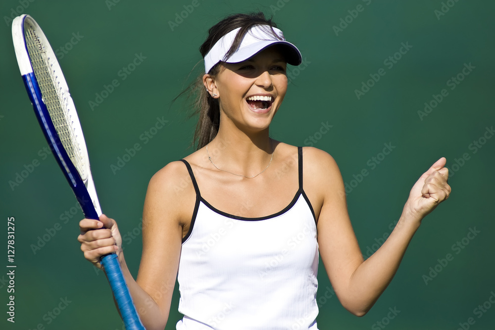 Happy Tennis Player Stock Photo | Adobe Stock