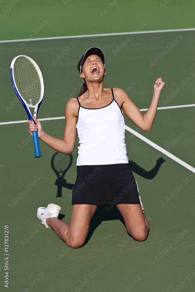 Tennis Player Celebrates Game, Set and Match.