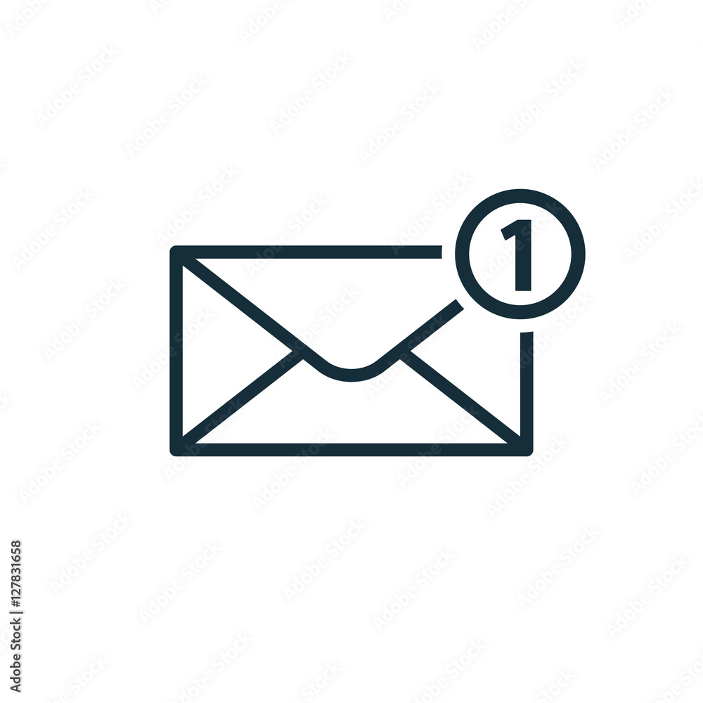 thin line new message, notification icon on white background thin line new message, notification icon on white background