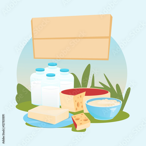 Milk Dairy Products Eco Fresh Farm Logo Flat Vector Illustration