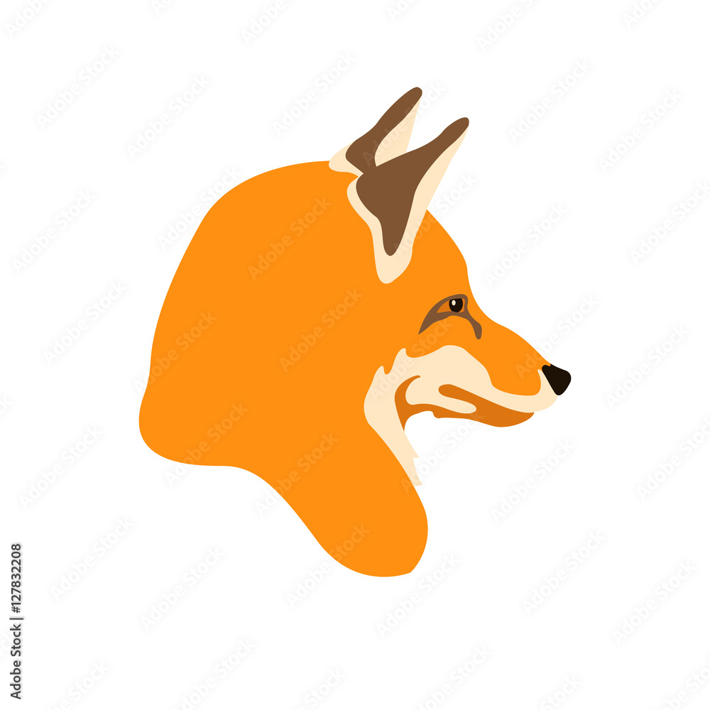 Obraz premium red fox head vector illustration style Flat 