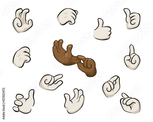 Cartoon hands set vector illustration