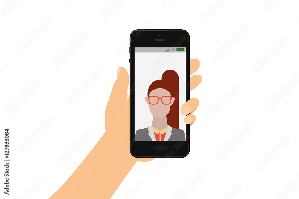 smartphone with picture of a young woman smartphone with picture of a young woman