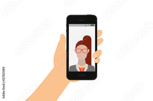 smartphone with picture of a young woman