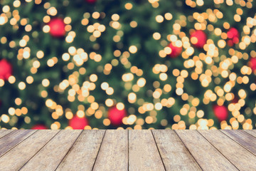 Christmas holiday background with empty wooden table