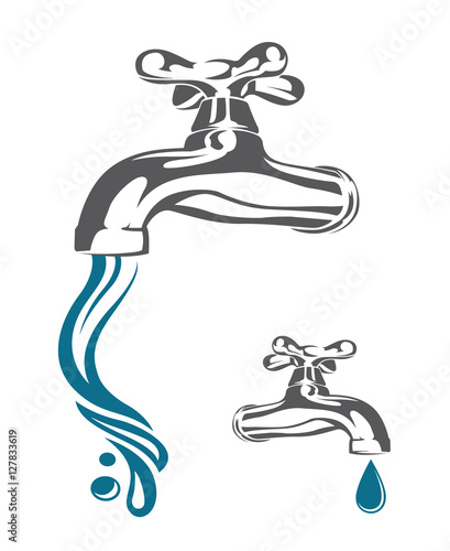 tap with drop and falling water