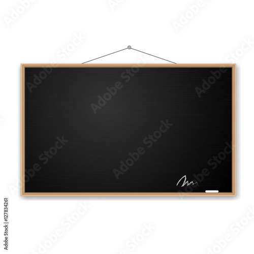 blank blackboard in wooden frame. vector illustration