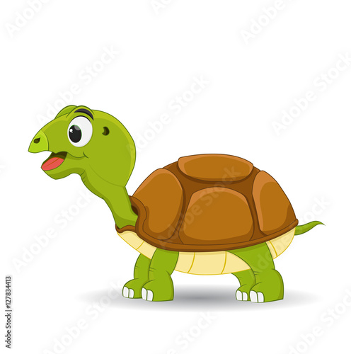 cartoon smiling turtle standing isolated on white background