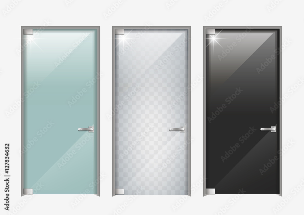 Modern glass doors. The transparent, matte and black. Vector graphics Modern glass doors. The transparent, matte and black. Vector graphics