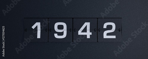 Naklejka 3d rendering flip board year 1942