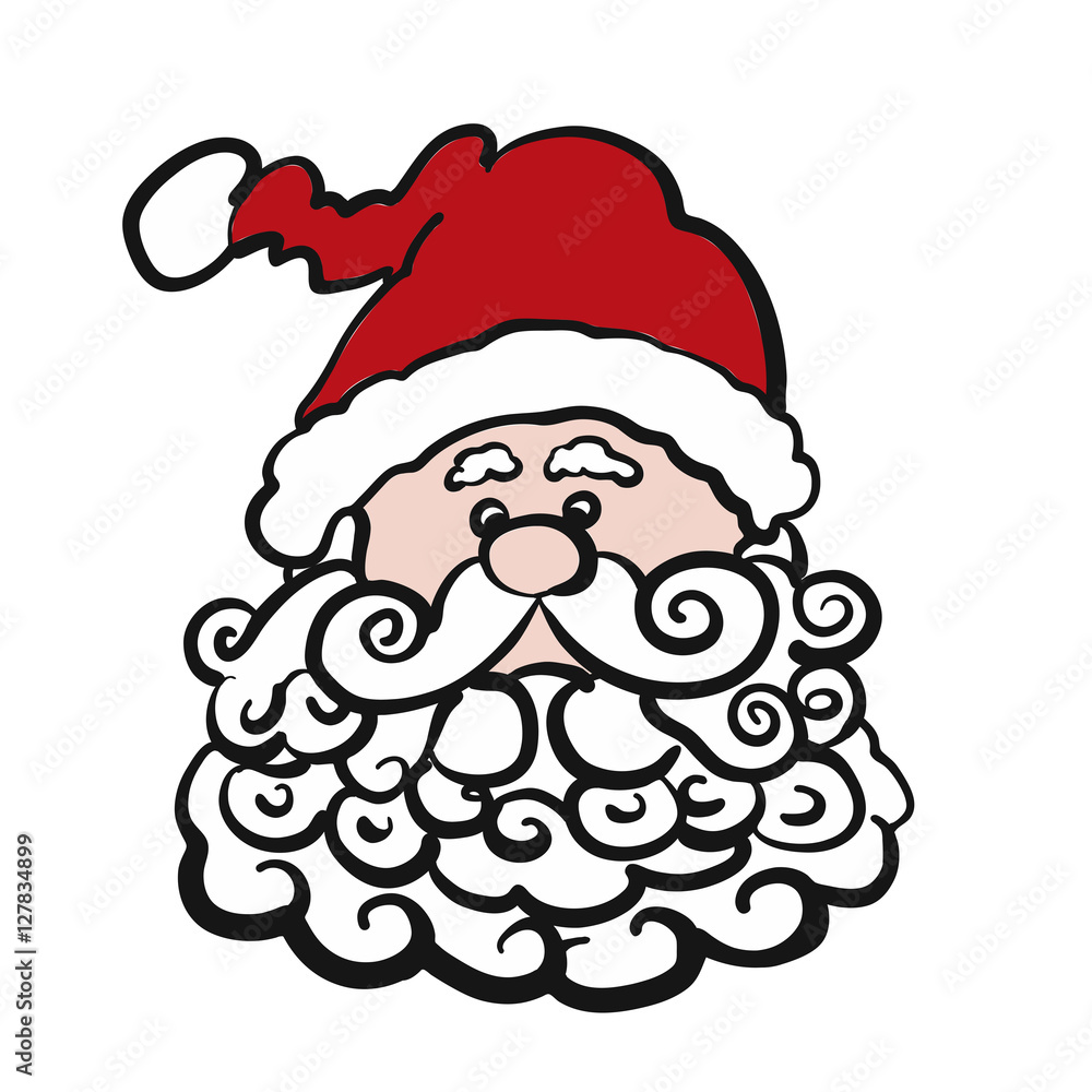 Weihnachtsmann Skizze mit Bommelmütze Stock Vector | Adobe Stock