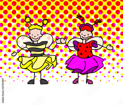 Fasching Kinder verkleidet als Biene und Käfer
