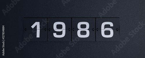 3d rendering flip board year 1986