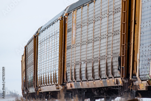Auto Railway Cars Rounding a Bend