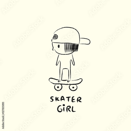 Skater girl logo, vector il...
