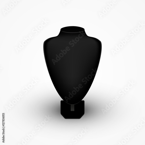 Black mannequin bust, dummy, isolated on white background