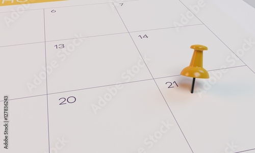 calendar yellow pin day 20