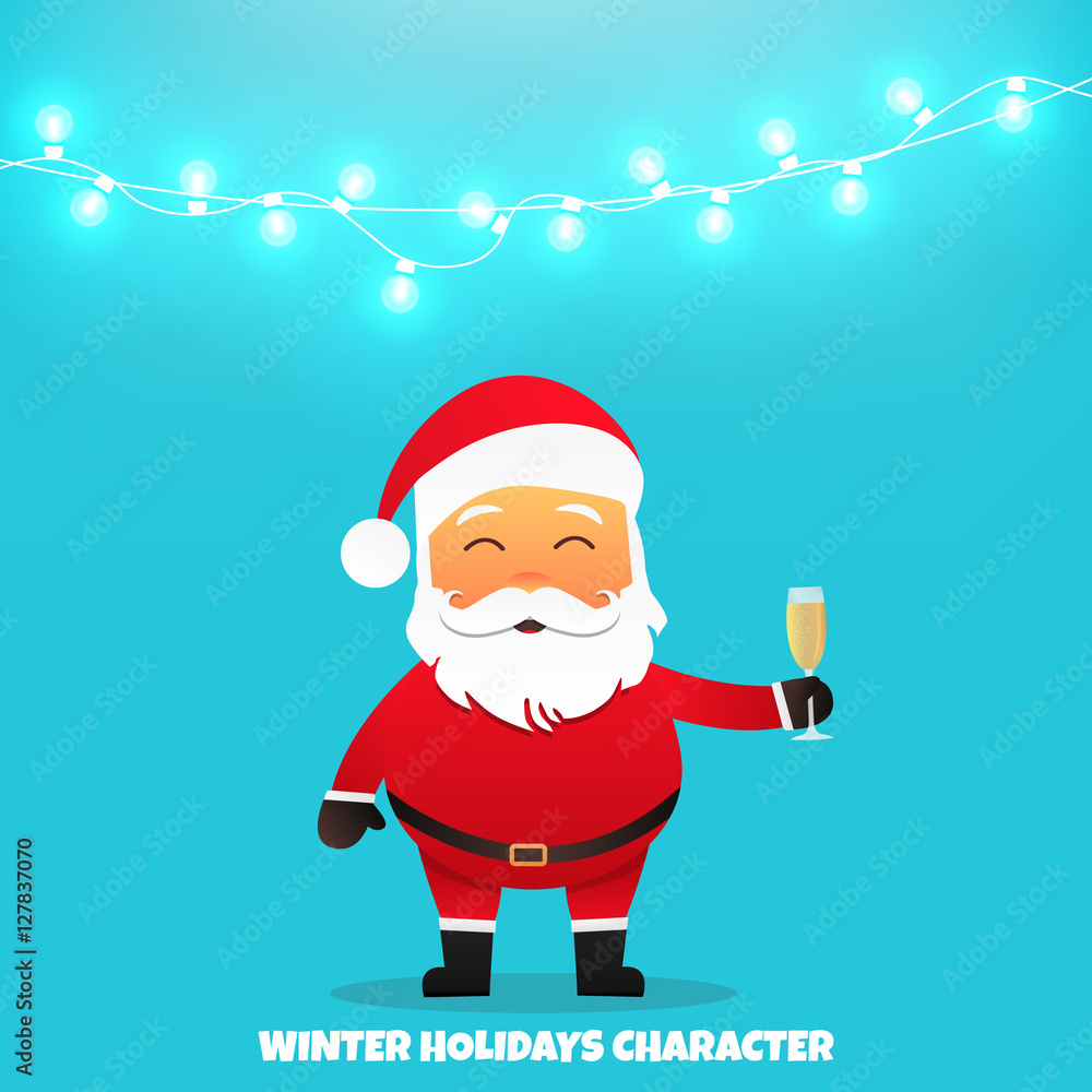 Santa Claus with champagne. Merry Christmas and Happy New Year. Santa Claus with champagne. Merry Christmas and Happy New Year.