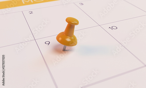 Calendar Yellow Pin day 9