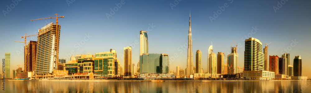 Naklejka premium Business bay of Dubai, UAE