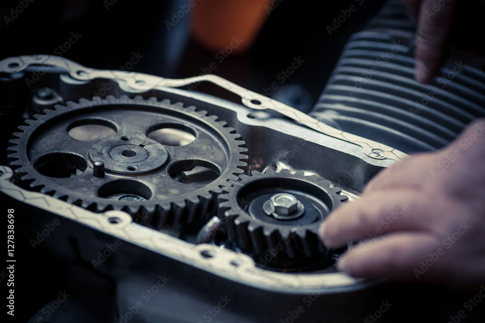 Obraz premium Timing sprockets in boxer engine