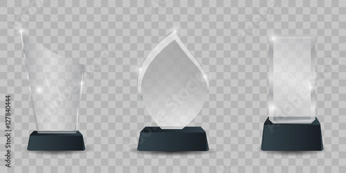 Glass trophy award vector set