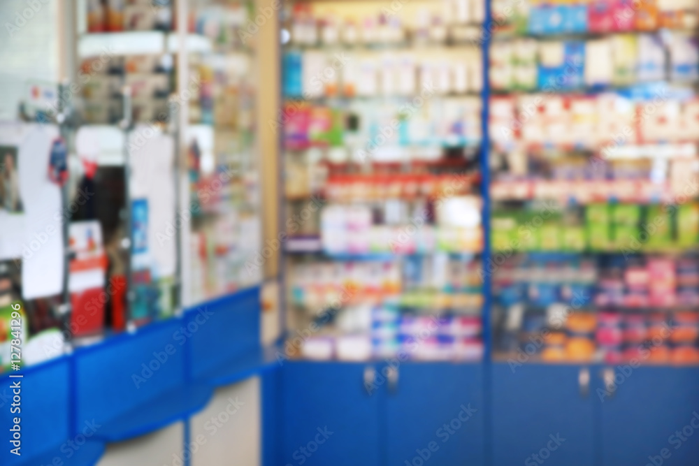 Blurred pharmacy drugstore background Blurred pharmacy drugstore background
