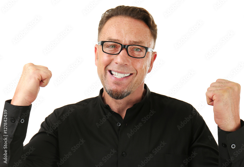Handsome man on white background, closeup Handsome man on white background, closeup
