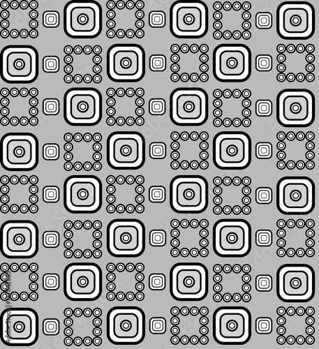 Fun geometric pattern with grey squares and circles
