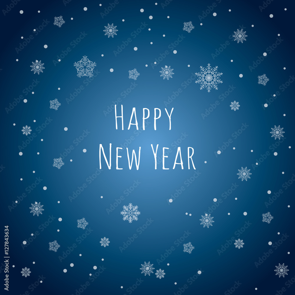 Happy New Year. Snowflakes background. Greeting card. Happy New Year. Snowflakes background. Greeting card.