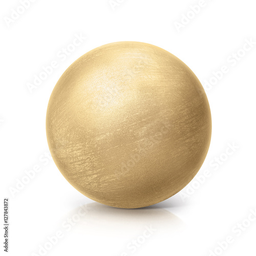 brass ball 3D illustration on white background