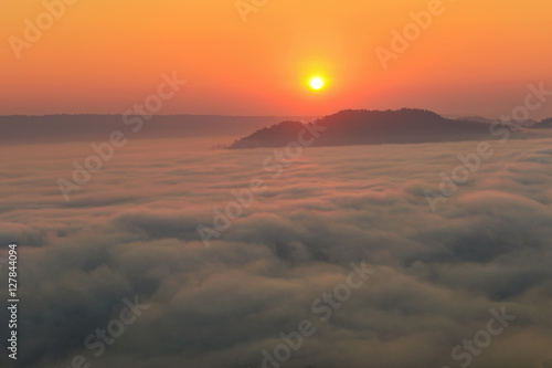 Mountain Mist in sunrise mist on sunrise mist over mountain during sunrise