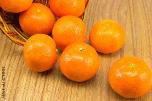 Ripe tangerines in the basket