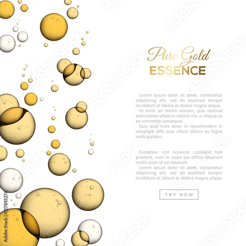 Oil Bubbles Isolated on White, Collagen Emulsion