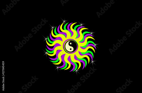 Feng shui symbol with bright color shapes