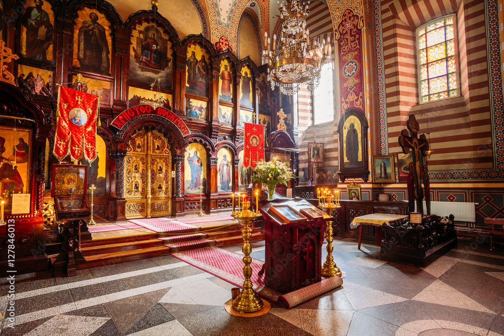 Obraz premium Vilnius Lithuania. Iconostasis Of Christian Orthodox Church