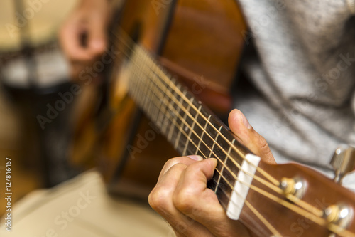 Practicing in playing guitar