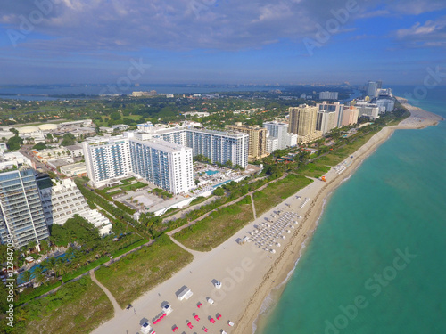 Aerial image of Miami Beach resorts on the beach