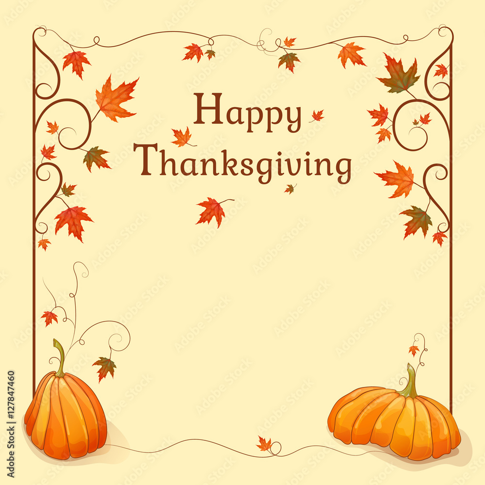 Happy Thanksgiving. Template For Your Design. Frame With Colorful 