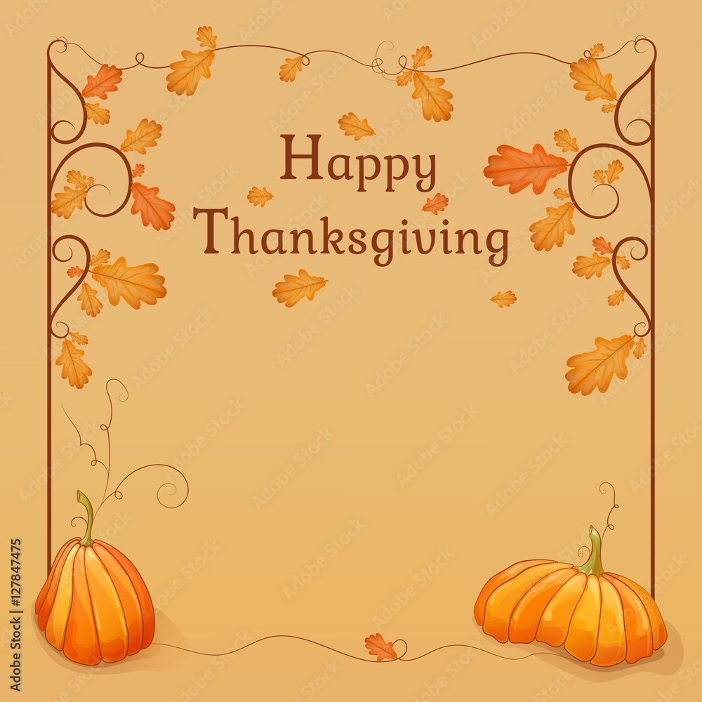 Happy Thanksgiving. Template for your design. Frame with colorful Happy Thanksgiving. Template for your design. Frame with colorful
