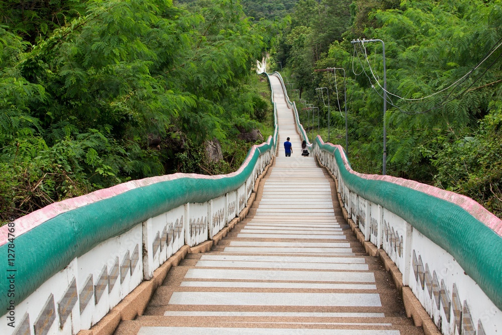 Long Buddhist temple stairs