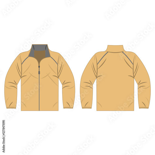 Light brown, tan autumn, spring jacket isolated vector front and back for promotion advertising