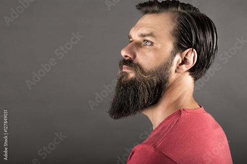 handsome stylish man with beard and mustache