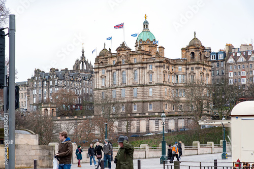 Edinburgh, View of the city, several monuments and the Castle, Edinburgh, Scotland