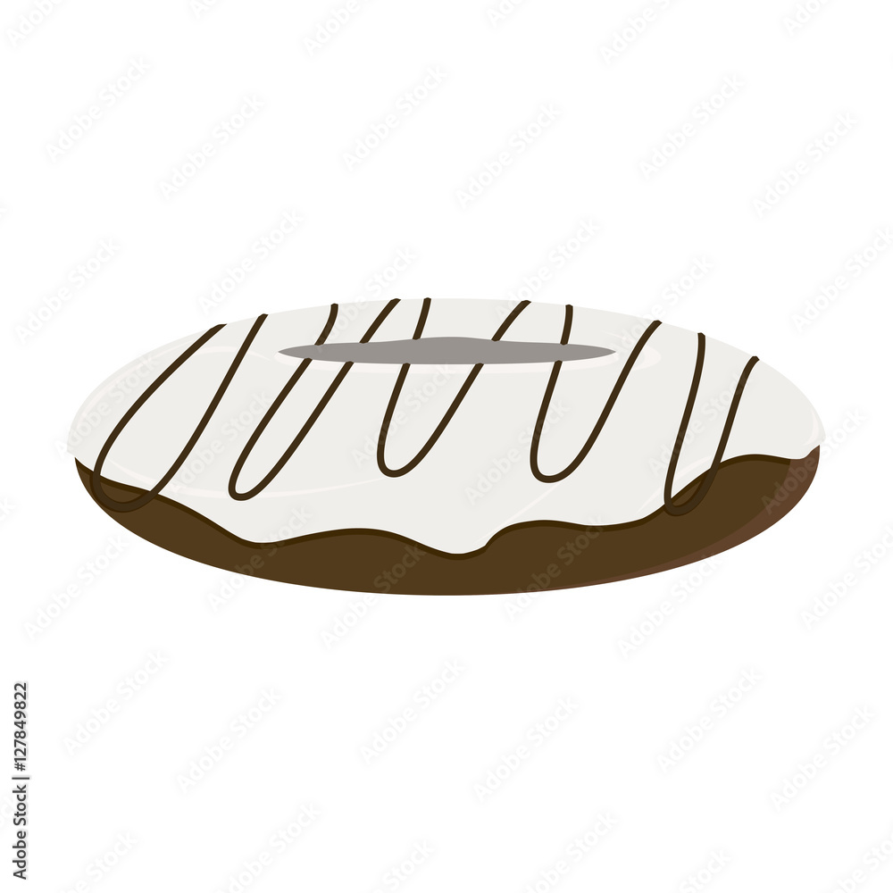Chocolate donut with white frosting and chocolate Chocolate donut with white frosting and chocolate