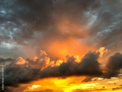 Evening Sunset - Fire lit Sky with lots of thick clouds © Brandon