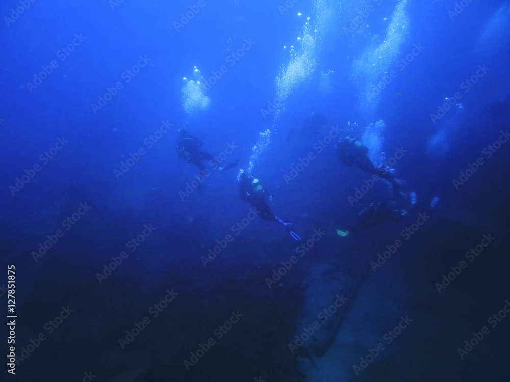 custom made wallpaper toronto digitalsilhouette scuba diving. Sunken ship.