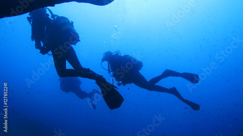 Scuba diving. sunken ship © lutya